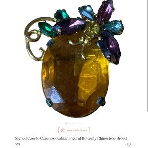 Vintage Rhinestone Butterfly Brooch